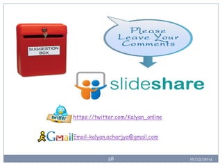 10/22/2014 
58 
https://twitter.com/Kalyan_online 
Email-kalyan.acharjya@gmail.com  