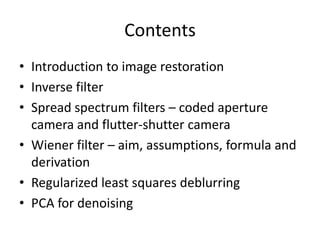 Advanced Techniques in Image Restoration and Deblurring | PDF