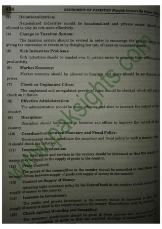 Economics of Pakistan B.Com Part 2 Solved Past Papers 2010 | PDF