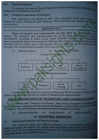 Economics of Pakistan B.Com Part 2 Solved Past Papers 2010 | PDF