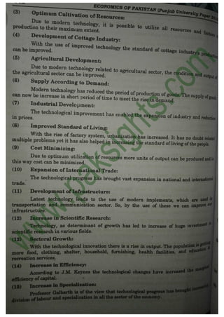 Economics of Pakistan B.Com Part 2 Solved Past Papers 2010 | PDF