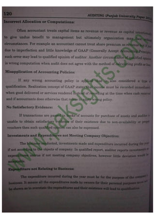 Auditing B.Com Part 2 Solved Past Papers 2012