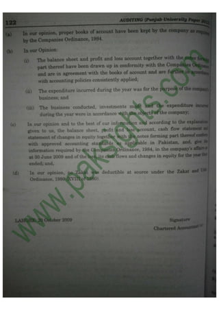 Auditing B.Com Part 2 Solved Past Papers 2012