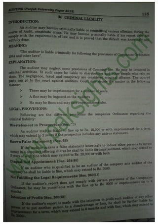 Auditing B.Com Part 2 Solved Past Papers 2012