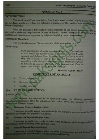 Auditing B.Com Part 2 Solved Past Papers 2012