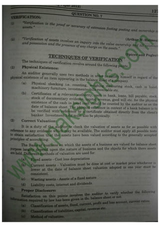 Auditing B.Com Part 2 Solved Past Papers 2012