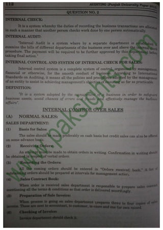 Auditing B.Com Part 2 Solved Past Papers 2012