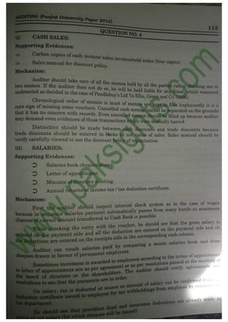 Auditing B.Com Part 2 Solved Past Papers 2012