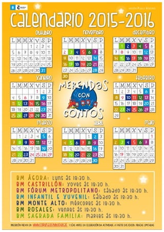 Calendario de sesións Merendas con contos 2015/2016