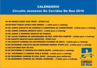 Calendário Joseense de Corrida de Rua - 2016