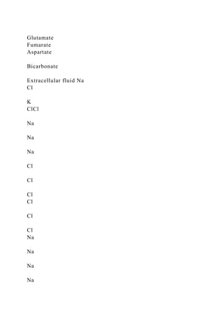 Glutamate
Fumarate
Aspartate
Bicarbonate
Extracellular fluid Na
Cl
K
ClCl
Na
Na
Na
Cl
Cl
Cl
Cl
Cl
Cl
Na
Na
Na
Na
 