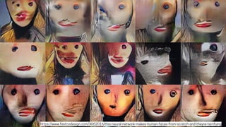 https://www.fastcodesign.com/3062016/this-neural-network-makes-human-faces-from-scratch-and-theyre-terrifying
 