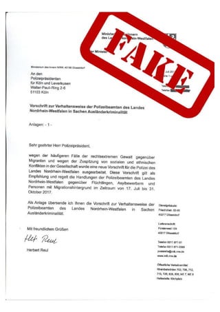 Fake-Anweisung für die NRW-Polizei