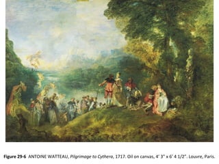 Figure 29-6 ANTOINE WATTEAU, Pilgrimage to Cythera, 1717. Oil on canvas, 4’ 3” x 6’ 4 1/2”. Louvre, Paris.
 