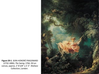 Figure 29-1 JEAN-HONORÉ FRAGONARD
(1732-1806), The Swing, 1766. Oil on
canvas, approx. 2’ 8 5/8” x 2’ 2”. Wallace
Collection, London.
 