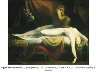 Figure 30-9 HENRY FUSELI, The Nightmare, 1781. Oil on canvas, 3’ 4 3/4” x 4’ 1 1/2”. The Detroit Institute of
the Arts
 