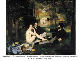 Figure 30-33 ÉDOUARD MANET, Le Déjeuner sur l’Herbe (Luncheon on the Grass), 1863. Oil on canvas,
7’ x 8’ 10”. Musée d’Orsay, Paris.
 