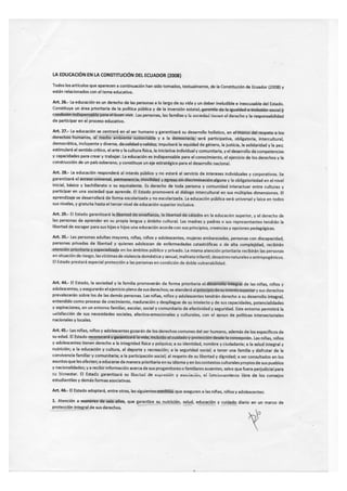 ARTÍCULOS DE LA  EDUCACIÓN DE LA CONSTITUCIÓN ECUATORIA 