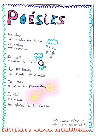 POÉSIES. 6º PRIMAIRE