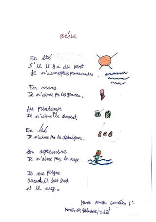 POÉSIES. 6º PRIMAIRE