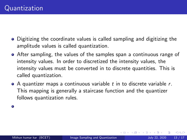 Image sampling and quantization