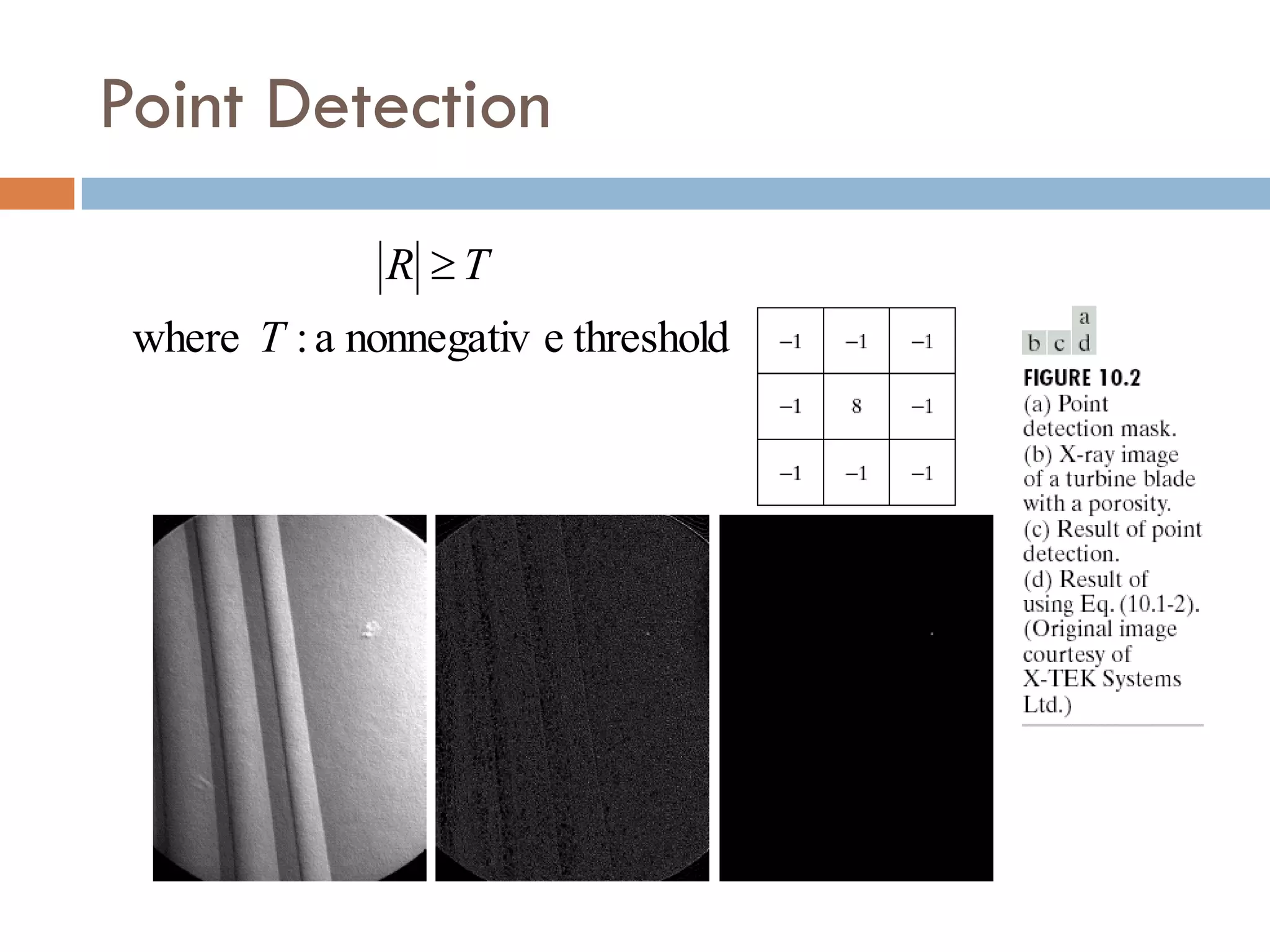 Point Detection
threshold
e
nonnegativ
a
:
where T
T
R 
 