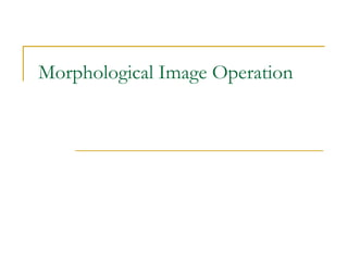 Morphological Image Operation
 