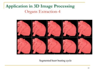 Application in 3D Image Processing
          Organs Extraction-4




                Segmented heart beating cycle

                                                68
 