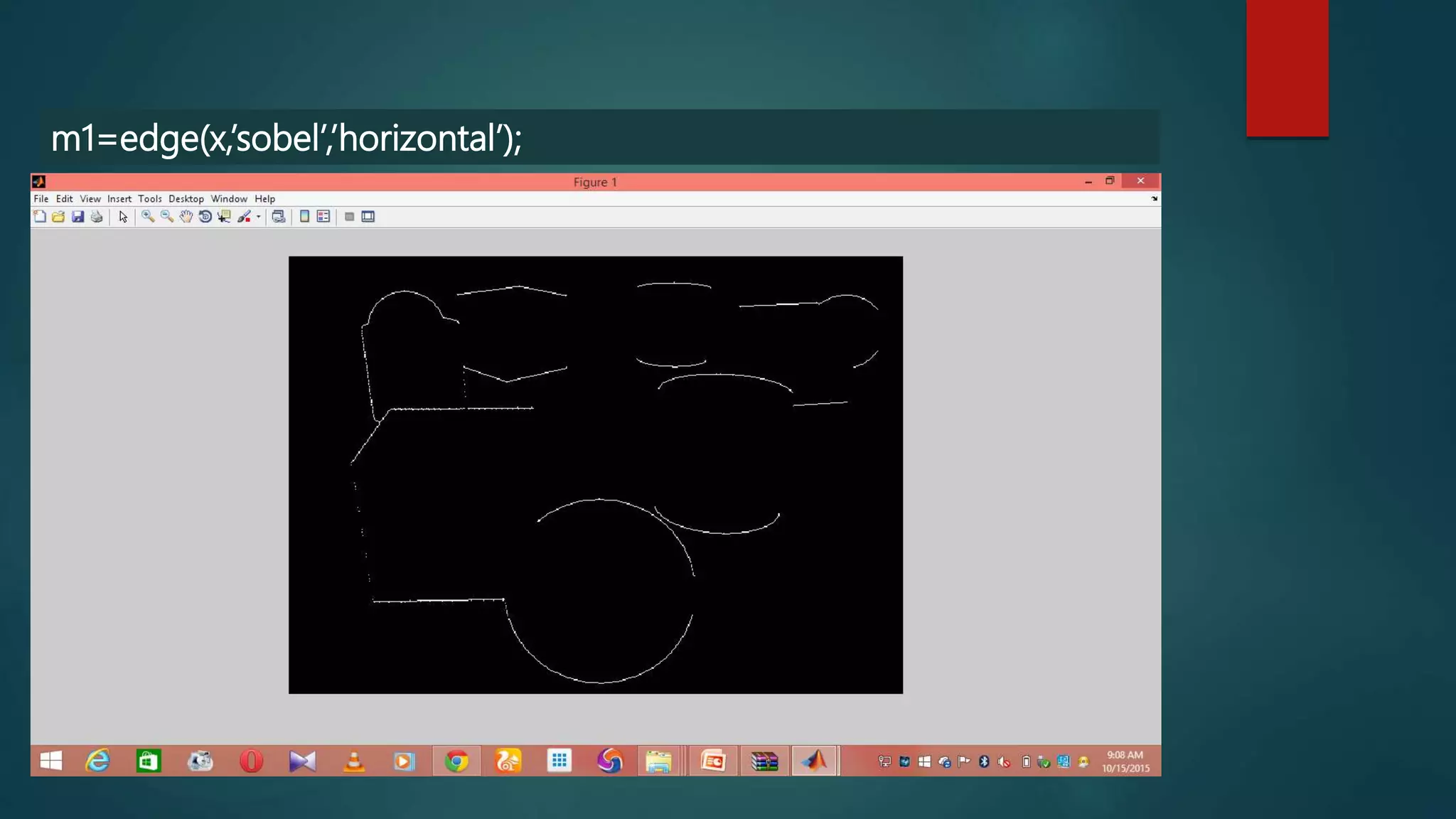 m1=edge(x,’sobel’,’horizontal’);
 