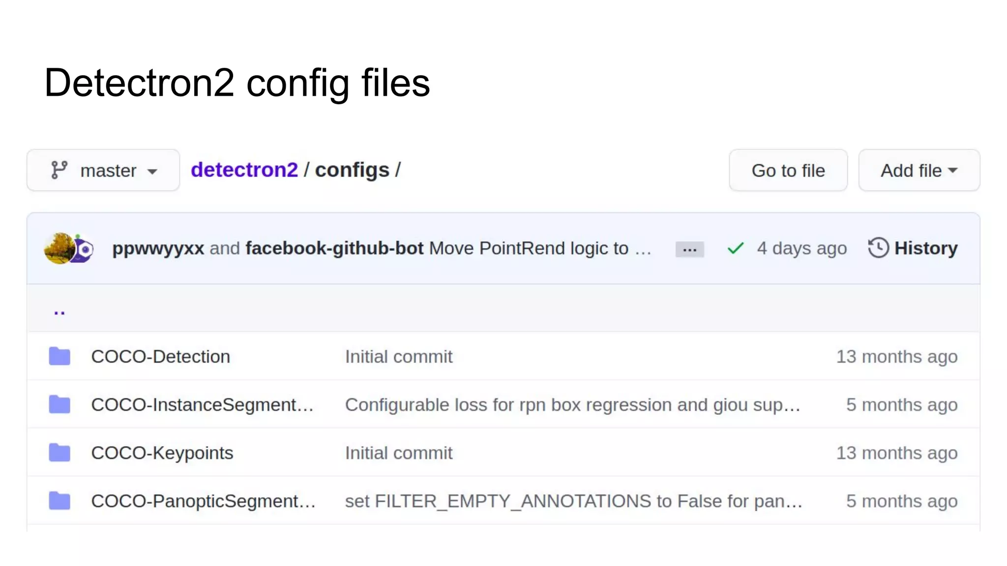 Detectron2 config files
 