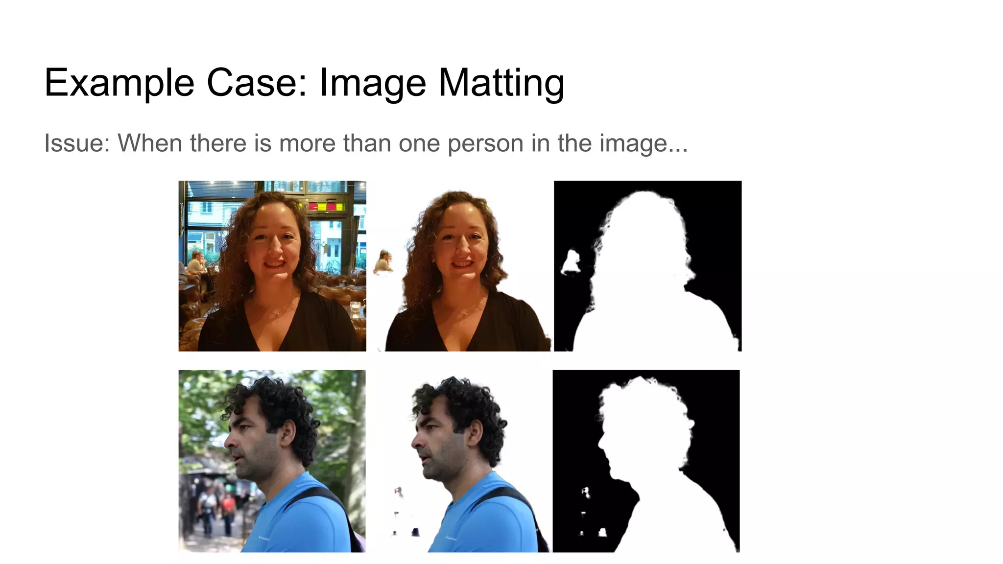 Issue: When there is more than one person in the image...
Example Case: Image Matting
 