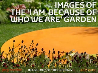 IMAGES OF
         THE ‘I AM, BECAUSE OF
         WHO WE ARE’ GARDEN




!



    gary marlowe   IMAGES OUT OF THE ORDINARY   JULY 2011
 