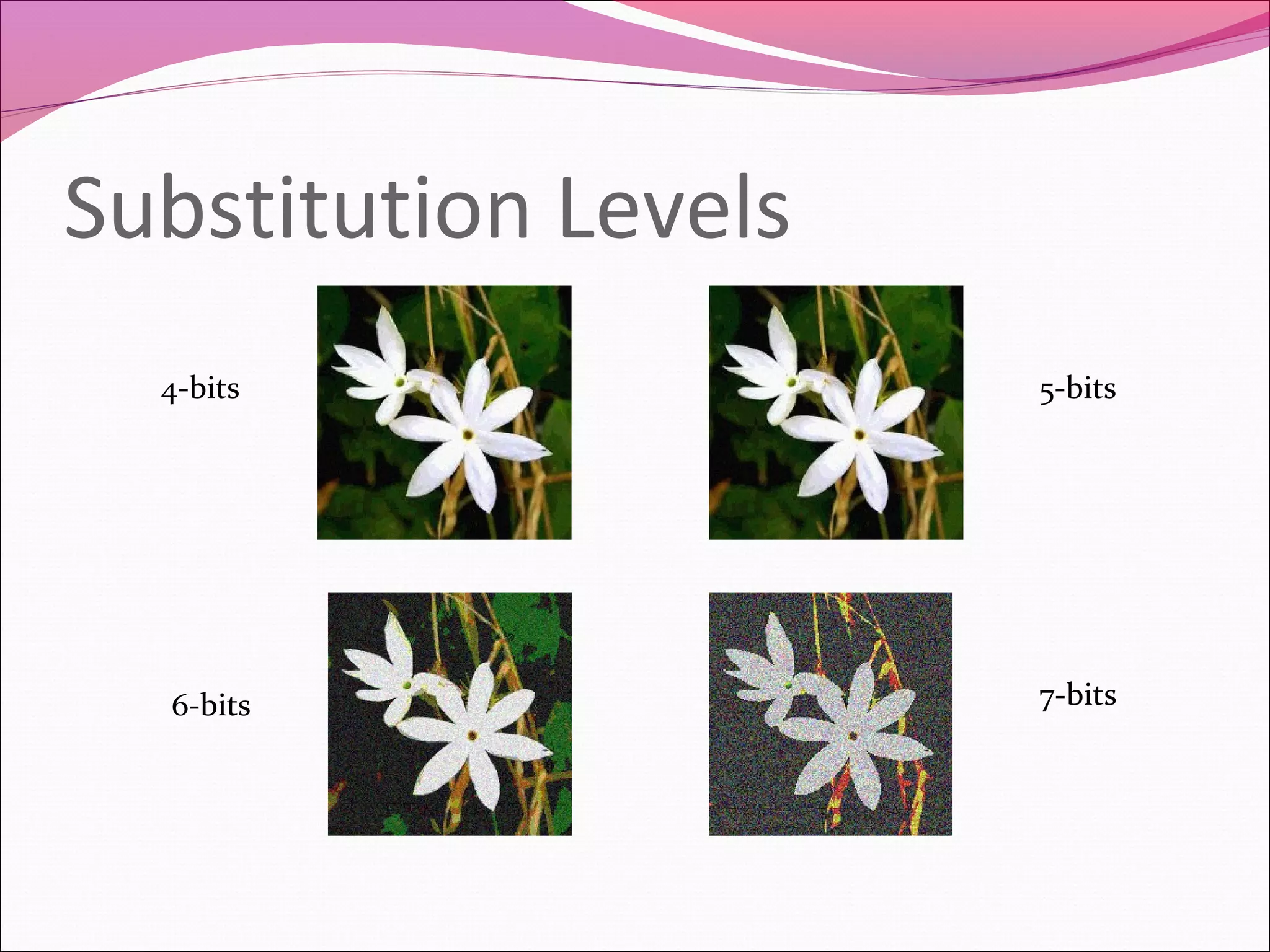 Substitution Levels
4-bits
6-bits
5-bits
7-bits
 