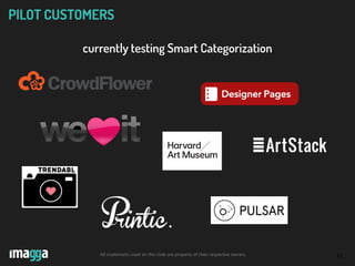 12
PILOT CUSTOMERS
currently testing Smart Categorization
All trademarks used on this slide are property of their respective owners.
 