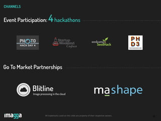 25
CHANNELS
Blitline
Image processing in the cloud
Event Participation: 4hackathons
Go To Market Partnerships
All trademarks used on this slide are property of their respective owners.
 