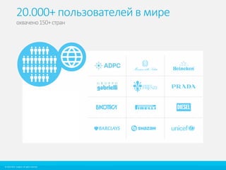 20.000+ пользователей в мире 
охвачено 150+стран 
© 2010-2012 Imagicle. All rights reserved. 
© 2010-2014 Imagicle. All rights reserved. 
 