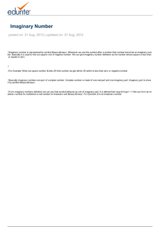 Imaginary Number
                                   posted on: 31 Aug, 2012 | updated on: 31 Aug, 2012




Powered by TCPDF (www.tcpdf.org)
 