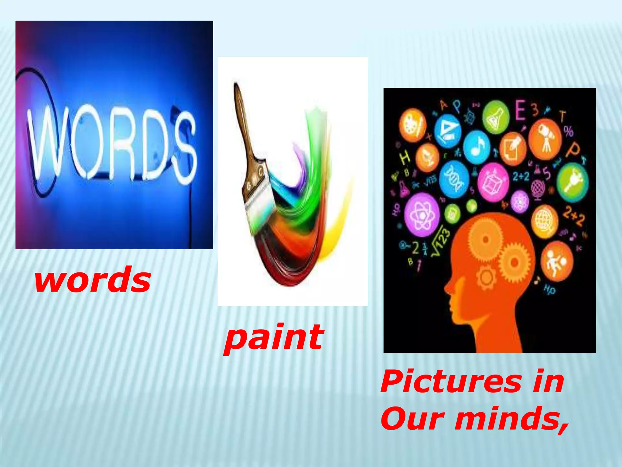 words
paint
Pictures in
Our minds,
 