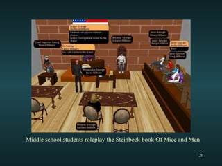 Middle school students roleplay the Steinbeck book Of Mice and Men 