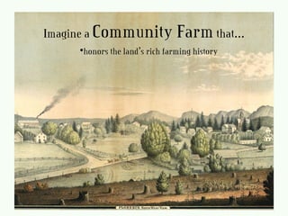 Imagine a Community Farmthat…
•honors the land’s rich farming history