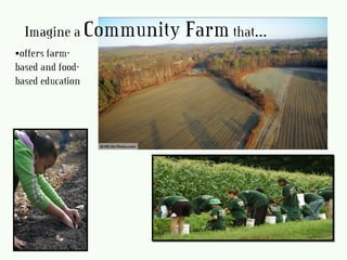 •offers farm-
based and food-
based education
Imagine a Community Farmthat…