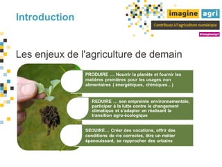 Introduction
Les enjeux de l'agriculture de demain
 