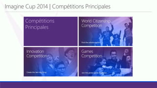 Imagine Cup 2014 | Compétitions Principales
Compétitions
Principales
 