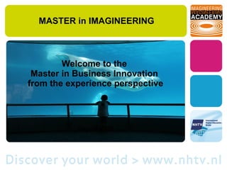 MASTER in IMAGINEERING Welcome to the  Master in Business Innovation  from the experience perspective August 2009 
