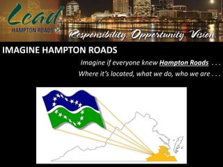 IMAGINE HAMPTON ROADS
Where it’s located, what we do, who we are . . .
Imagine if everyone knew Hampton Roads . . .
 