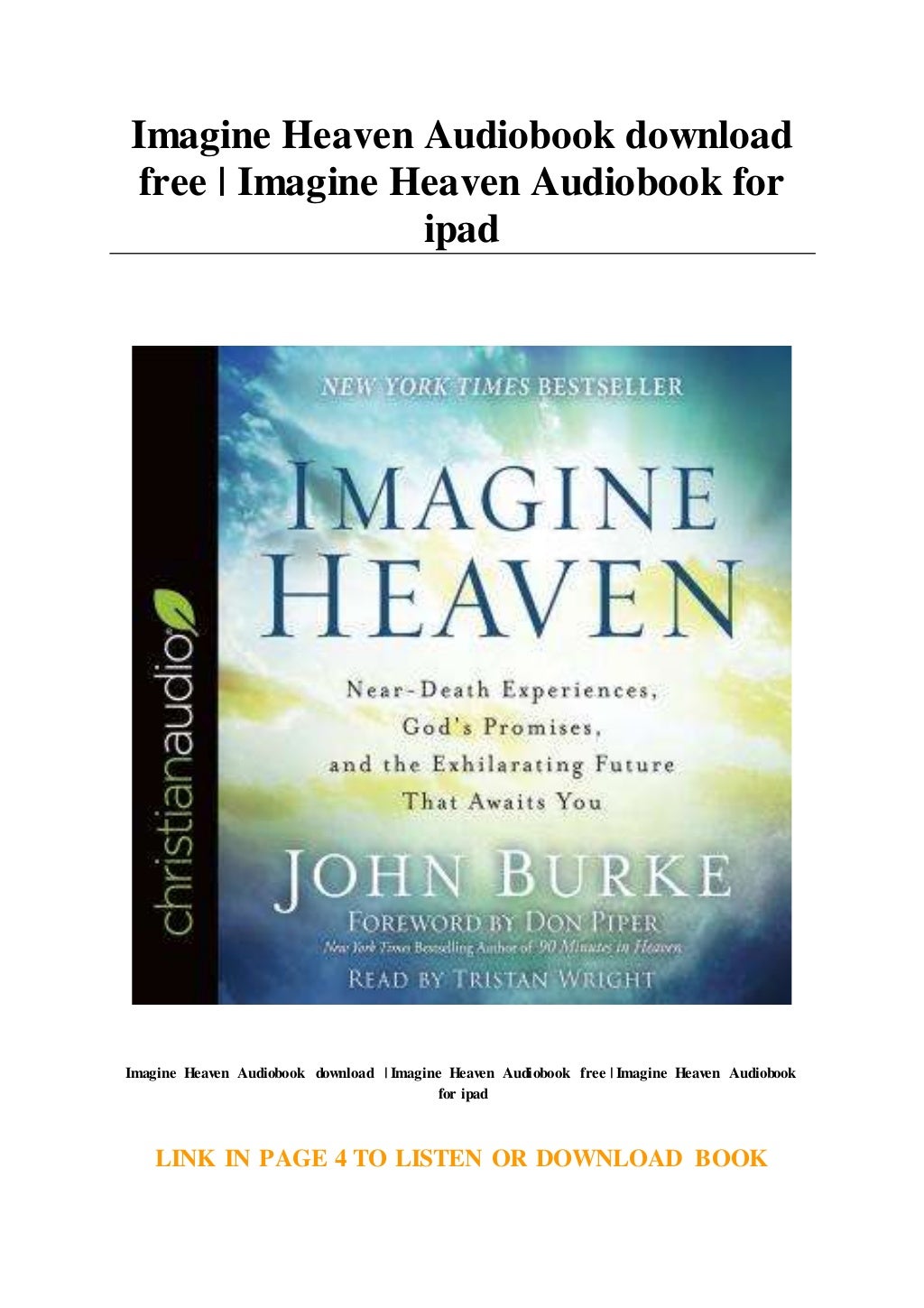 Imagine Heaven Audiobook download free Imagine Heaven Audiobook for…