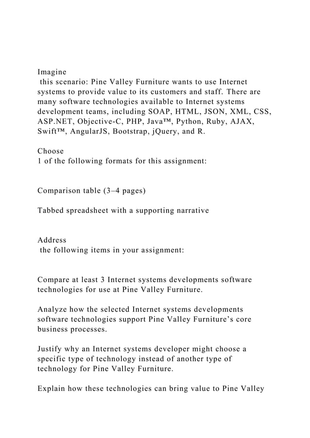 Imagine this scenario Pine Valley Furniture wants to use Inte.docx