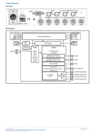 Images/Diagrams
Back Panel
Block Diagram
1 866 4 IMAGINE
http://www.imaginecommunications.com/products/networking/test-measurement/videotek-vsg-401
© Imagine Communications Proprietary and Confidential
Videotek® VSG-401
Page 5 of 5
 
