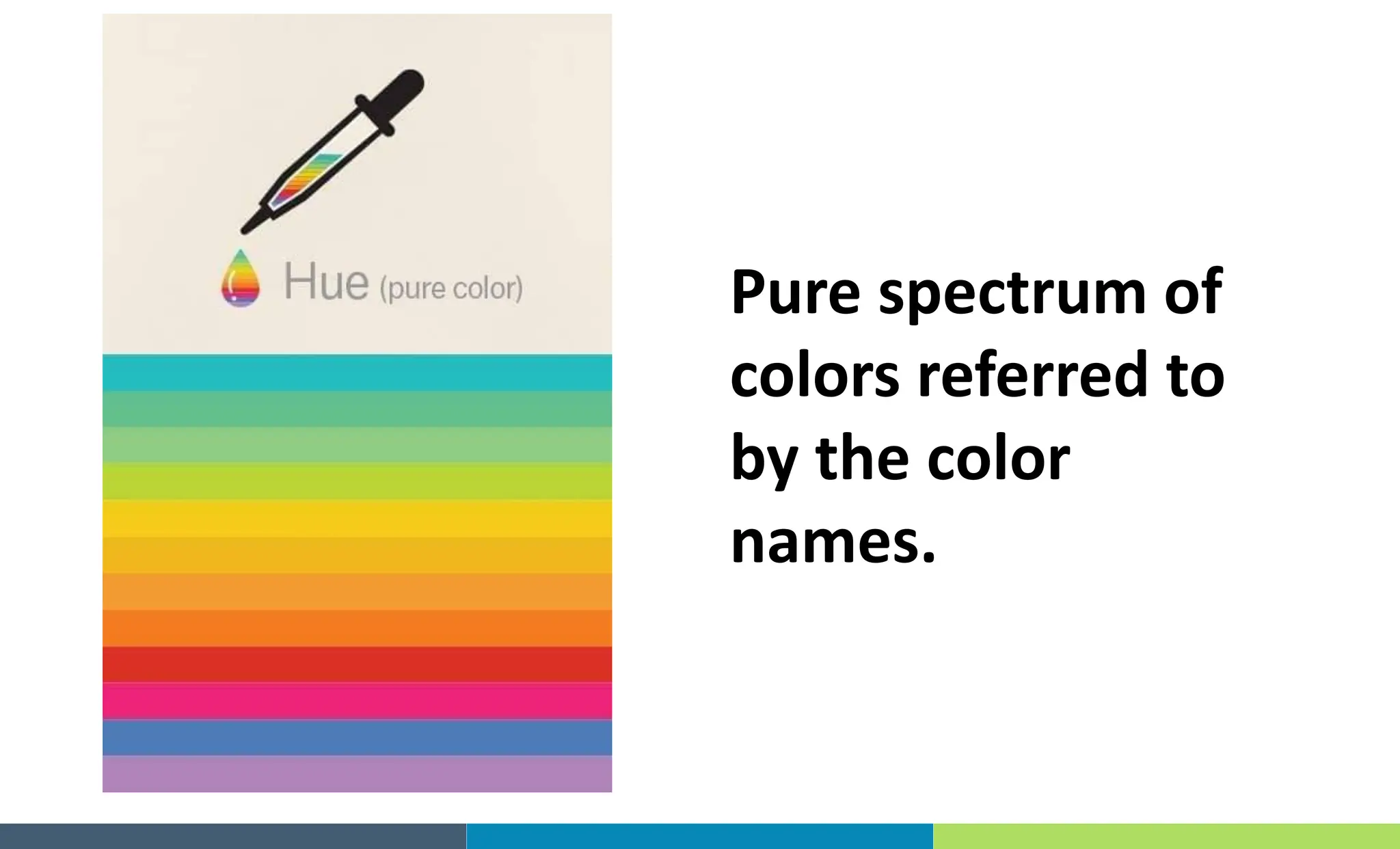 Pure spectrum of
colors referred to
by the color
names.
 