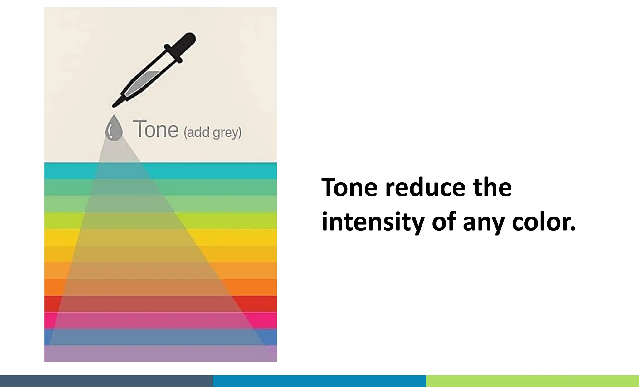 Tone reduce the
intensity of any color.
 